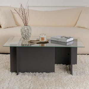 Table basse verre déstructurée – anthracite, H. 40 cm SALTA